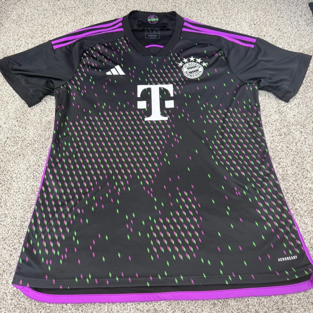 Adidas FC Bayern Munchen 2023-24 Away Jersey Mens XL Black Purple Green Soccer